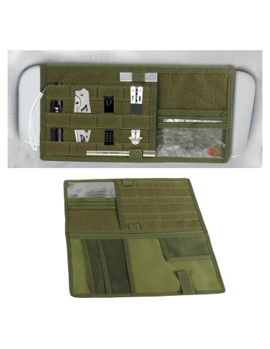 Organizador de Visera de Coche Ongfuwu Verde Militar 10 Compartimentos