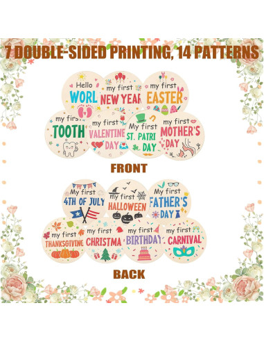 7 Tarjetas de Hitos de Vacaciones para Bebés de Madera