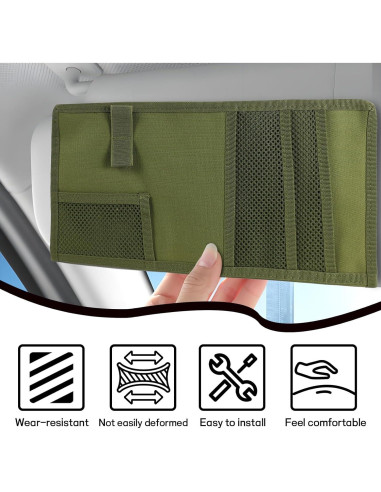 Organizador de Visera de Coche Ongfuwu Verde Militar 10 Compartimentos
