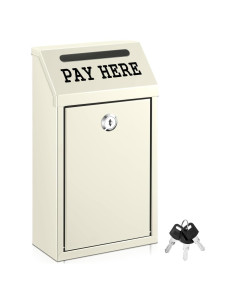 Caja de Dinero Metálica con Cerradura Beige 26x14.5x7 cm