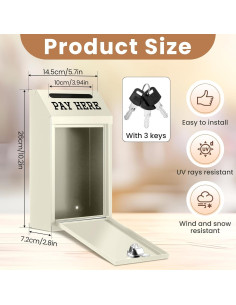 Caja de Dinero Metálica con Cerradura Beige 26x14.5x7 cm 2