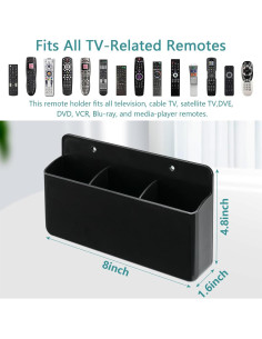 Soporte de Control Remoto de Pared VACONICO 3 Compartimentos Negro 2