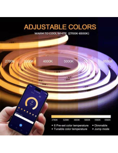 Cinta LED COB CCT 3m AUZIWE Regulable 2700K-6500K Bluetooth 2