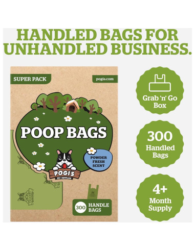 Bolsas de Poop para Perros Pogi - Extra Gruesas 300 Unidades