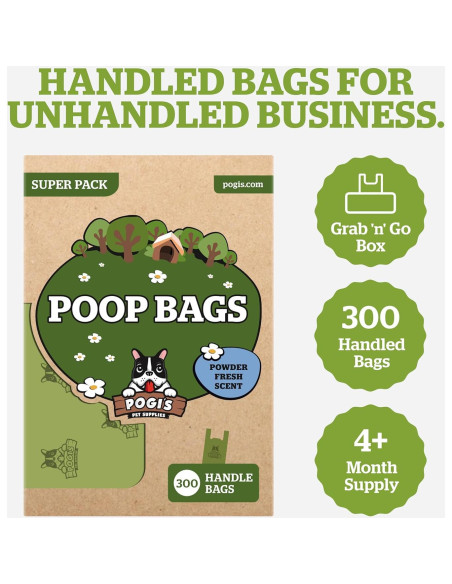 Bolsas de Poop para Perros Pogi - Extra Gruesas 300 Unidades
