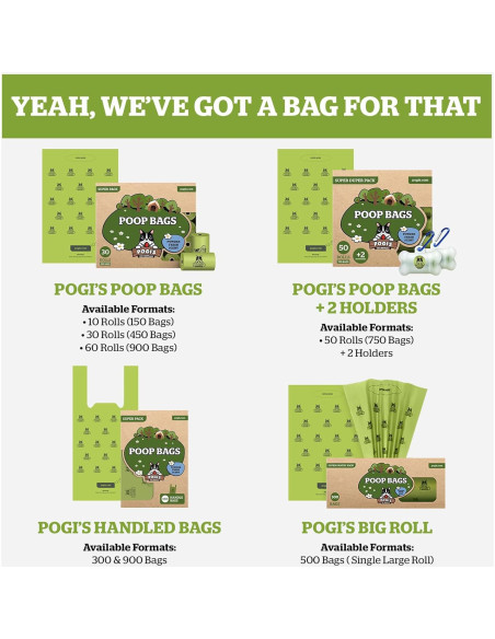 Bolsas de Poop para Perros Pogi - Extra Gruesas 300 Unidades