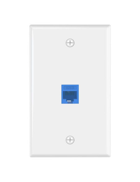 Placa de Pared Ethernet VCE 1 Puerto CAT6 Azul UL