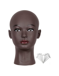 Cabeza de Maniquí Calva Femenina HAIRWAY 21.5" Negra PVC