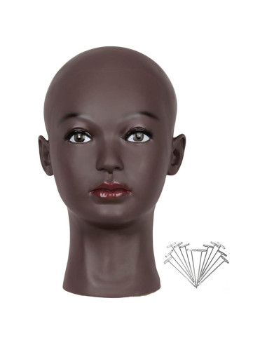 Cabeza de Maniquí Calva Femenina HAIRWAY 21.5" Negra PVC