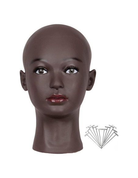 Cabeza de Maniquí Calva Femenina HAIRWAY 21.5" Negra PVC