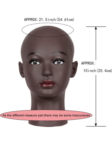 Cabeza de Maniquí Calva Femenina HAIRWAY 21.5" Negra PVC