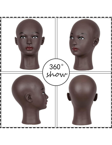 Cabeza de Maniquí Calva Femenina HAIRWAY 21.5" Negra PVC