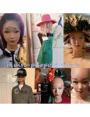 Cabeza de Maniquí Calva Femenina HAIRWAY 21.5" Negra PVC