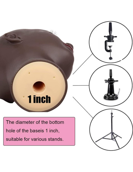 Cabeza de Maniquí Calva Femenina HAIRWAY 21.5" Negra PVC