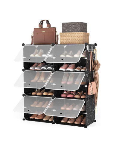 Organizador de Zapatos ROJASOP 6 Niveles para 24 Pares Negro