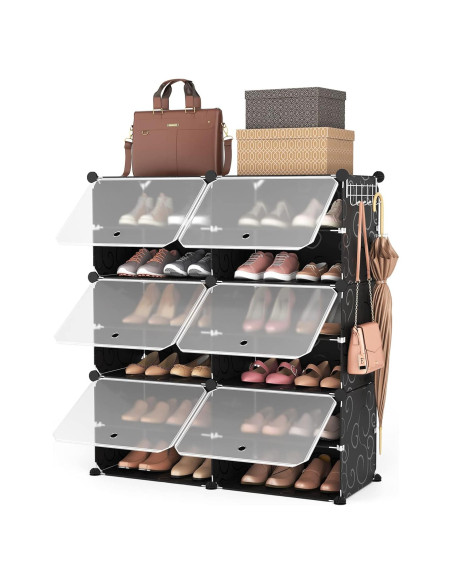 Organizador de Zapatos ROJASOP 6 Niveles para 24 Pares Negro