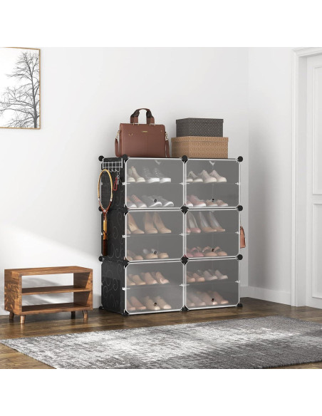 Organizador de Zapatos ROJASOP 6 Niveles para 24 Pares Negro