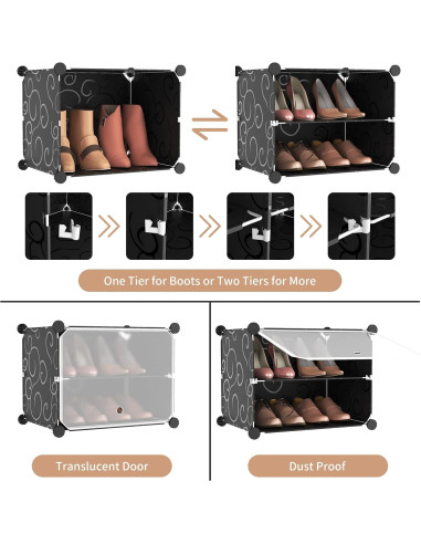 Organizador de Zapatos ROJASOP 6 Niveles para 24 Pares Negro