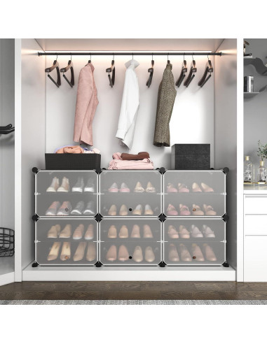 Organizador de Zapatos ROJASOP 6 Niveles para 24 Pares Negro