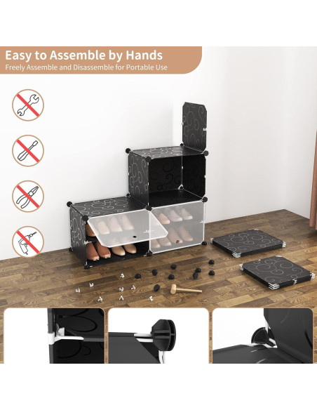 Organizador de Zapatos ROJASOP 6 Niveles para 24 Pares Negro