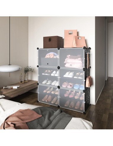 Organizador de Zapatos ROJASOP 6 Niveles para 24 Pares Negro