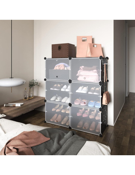 Organizador de Zapatos ROJASOP 6 Niveles para 24 Pares Negro