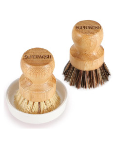 Set de Cepillos de Platos de Bambú SUPERWASH PLUS - 2 Paquete