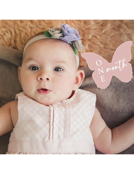 Marcadores de Hito Mensual para Bebé Mariposa Pastel 12 Pcs