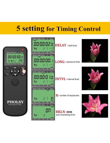 Control Remoto Inalámbrico PHOLSY para Canon, Fuji y Olympus