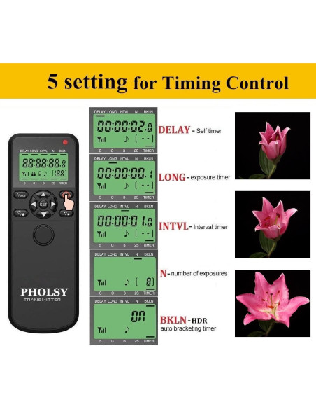 Control Remoto Inalámbrico PHOLSY para Canon, Fuji y Olympus