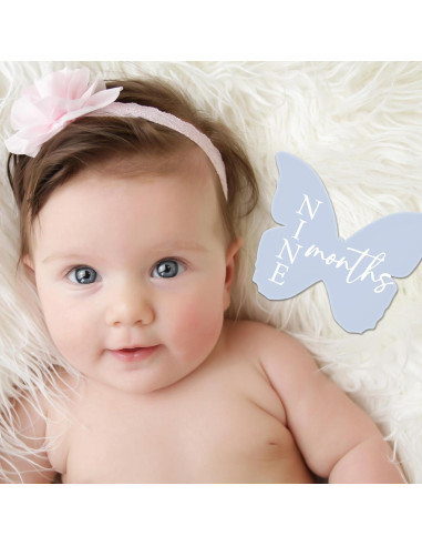 Marcadores de Hito Mensual para Bebé Mariposa Pastel 12 Pcs