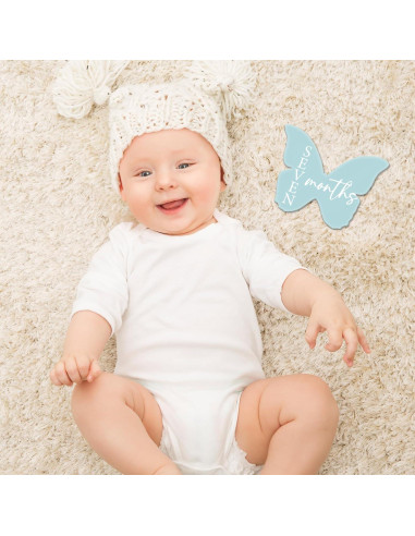 Marcadores de Hito Mensual para Bebé Mariposa Pastel 12 Pcs