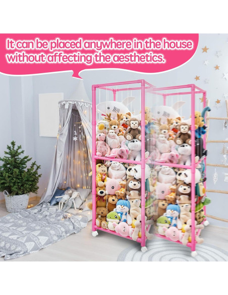 Organizador de Peluches Rosa Megapuxin 170 cm con Ruedas