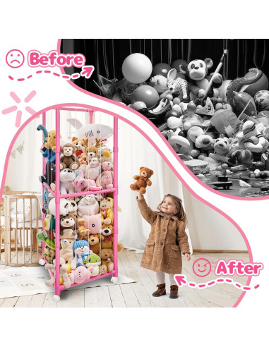 Organizador de Peluches Rosa Megapuxin 170 cm con Ruedas