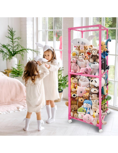Organizador de Peluches Rosa Megapuxin 170 cm con Ruedas