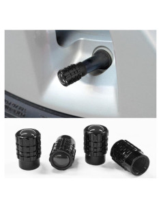 4 Tapones de Válvula de Neumático LHDOS Aluminio Negro