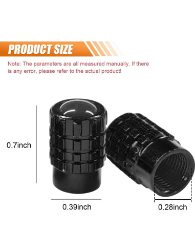 4 Tapones de Válvula de Neumático LHDOS Aluminio Negro