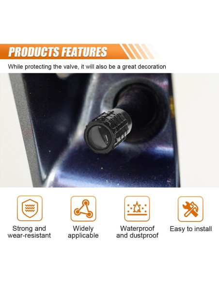 4 Tapones de Válvula de Neumático LHDOS Aluminio Negro