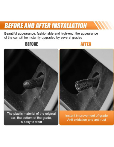 4 Tapones de Válvula de Neumático LHDOS Aluminio Negro