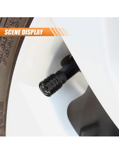 4 Tapones de Válvula de Neumático LHDOS Aluminio Negro