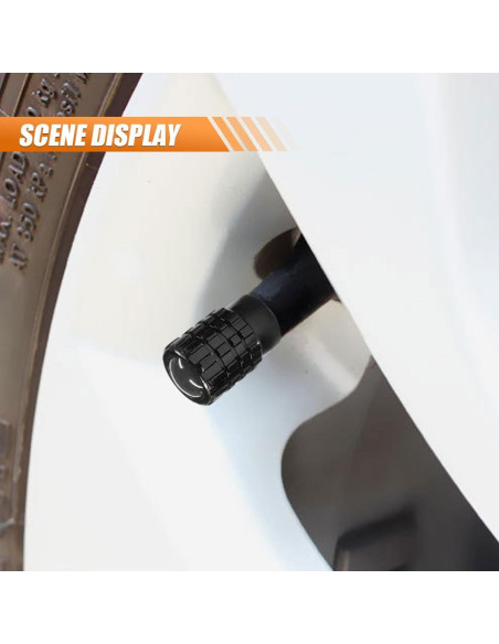 4 Tapones de Válvula de Neumático LHDOS Aluminio Negro