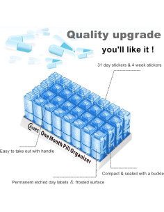 Organizador de Pastillas Mensual CAidRE Azul 31 Días AM/PM 2