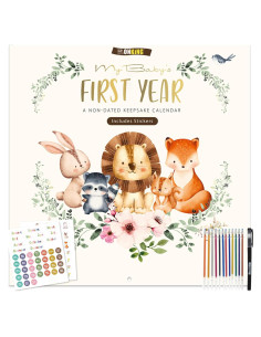 Calendario del Primer Año del Bebé Monking con Stickers