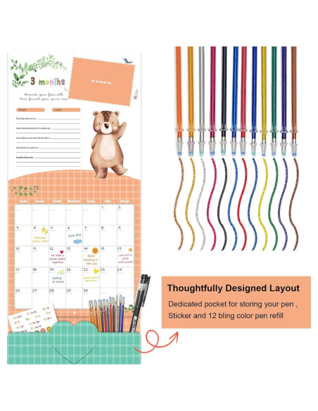 Calendario del Primer Año del Bebé Monking con Stickers Calendario del Primer Año del Bebé Monking con Stickers