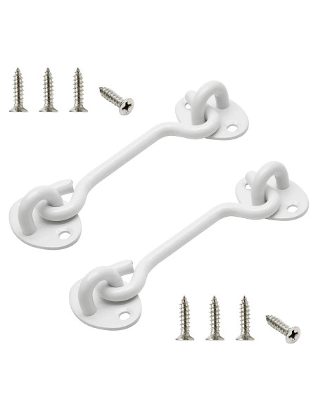 Paquete de 2 Ganchos y Ojos de Privacidad Kyuionty 10 cm Acero Inoxidable Blanco