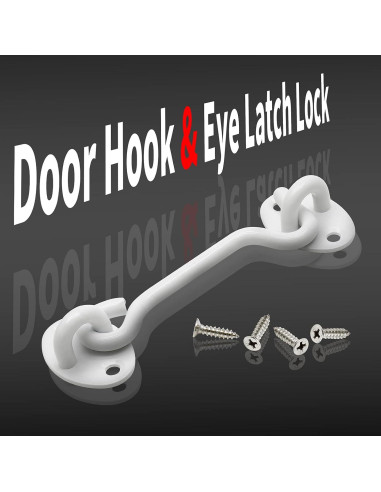 Paquete de 2 Ganchos y Ojos de Privacidad Kyuionty 10 cm Acero Inoxidable Blanco