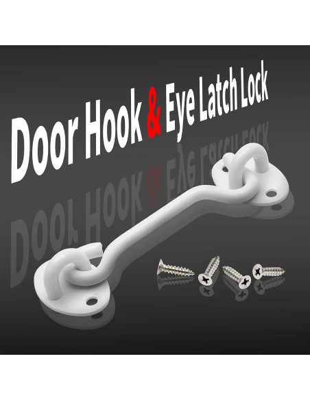 Paquete de 2 Ganchos y Ojos de Privacidad Kyuionty 10 cm Acero Inoxidable Blanco