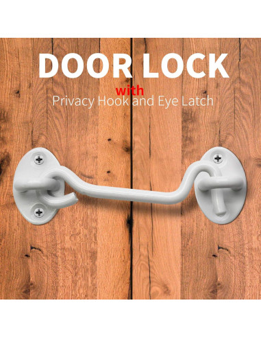 Paquete de 2 Ganchos y Ojos de Privacidad Kyuionty 10 cm Acero Inoxidable Blanco