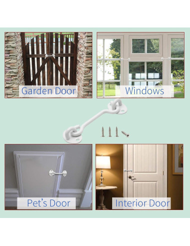 Paquete de 2 Ganchos y Ojos de Privacidad Kyuionty 10 cm Acero Inoxidable Blanco