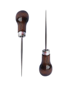 Awl de Mango de Madera ZLKSKER - Paquete de 2 para Perforar Cuero 2